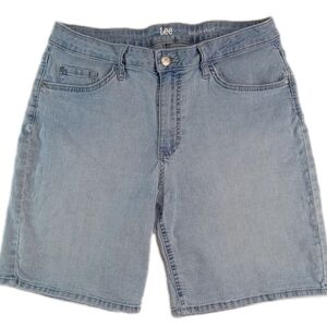 Lee Riders Shorts Stretch Mid Rise Lt Blue Grunge